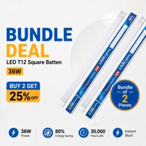 ALBA Lighting LED T12 Square Batten 36W slim energy-saving LED light Buy Online Premiume Lighitng Products From Alba Lighting Pakistan