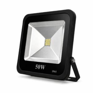50W LED outdoor floodlight featuring a slim black aluminum body, adjustable bracket, and IP65 weatherproof design Buy Online Premiume Lighitng Products From Alba Lighting Pakistan.